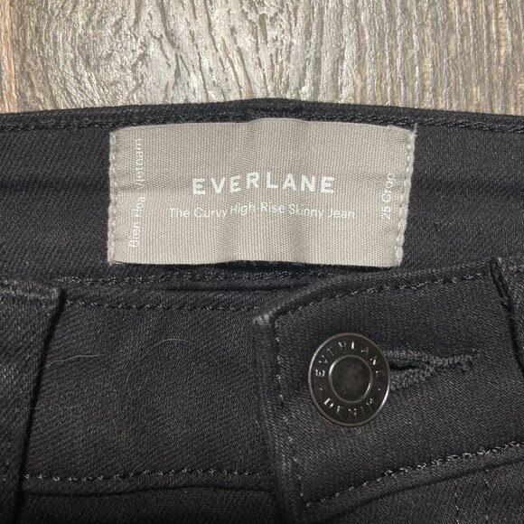 Everlane Curvy High-Rise Skinny Jeans Black Women's Size 25 Crop - Picture 3 of 6